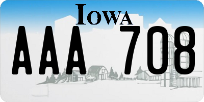 IA license plate AAA708