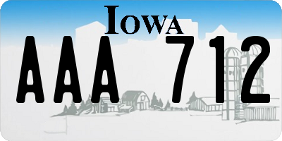 IA license plate AAA712