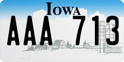 IA license plate AAA713