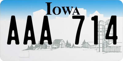 IA license plate AAA714