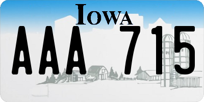 IA license plate AAA715