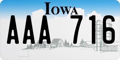 IA license plate AAA716