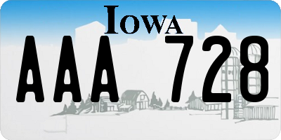 IA license plate AAA728