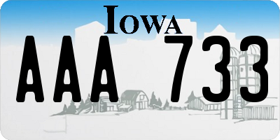 IA license plate AAA733