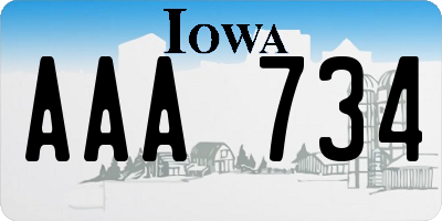 IA license plate AAA734