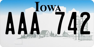 IA license plate AAA742