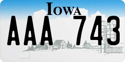 IA license plate AAA743
