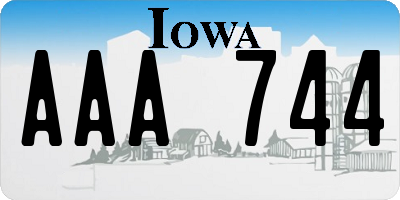 IA license plate AAA744