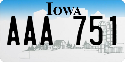 IA license plate AAA751