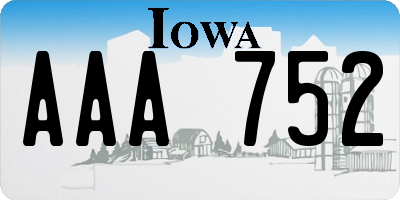 IA license plate AAA752