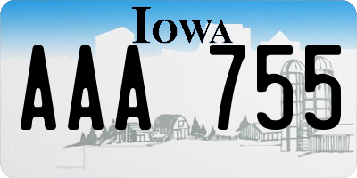 IA license plate AAA755