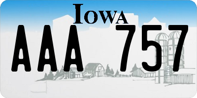 IA license plate AAA757