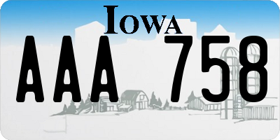 IA license plate AAA758