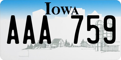 IA license plate AAA759