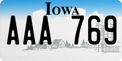 IA license plate AAA769