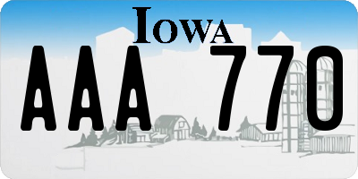 IA license plate AAA770