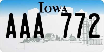 IA license plate AAA772