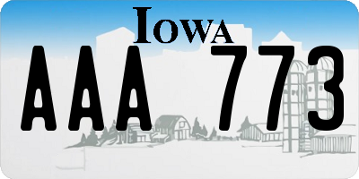 IA license plate AAA773