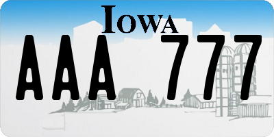 IA license plate AAA777
