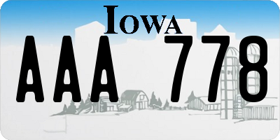 IA license plate AAA778