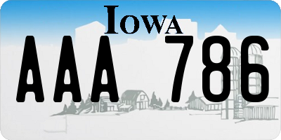 IA license plate AAA786