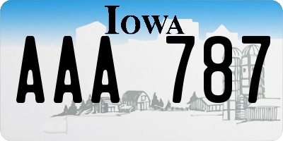 IA license plate AAA787