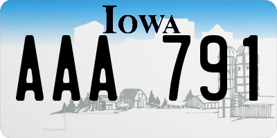 IA license plate AAA791