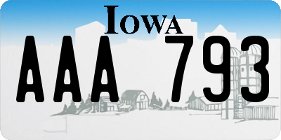 IA license plate AAA793
