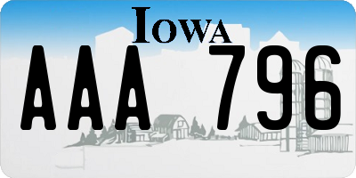 IA license plate AAA796