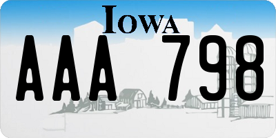 IA license plate AAA798