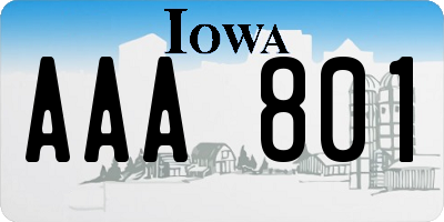 IA license plate AAA801