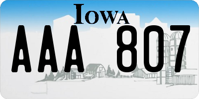 IA license plate AAA807