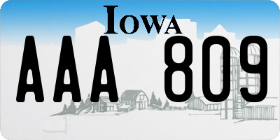 IA license plate AAA809