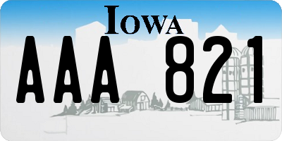 IA license plate AAA821