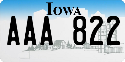 IA license plate AAA822