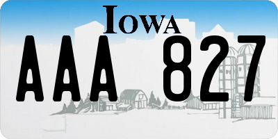 IA license plate AAA827