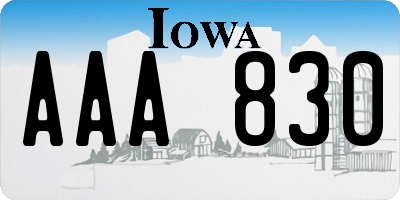 IA license plate AAA830