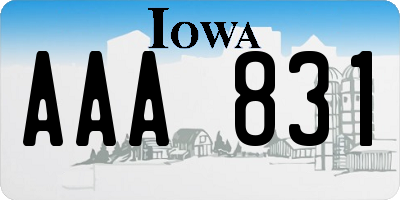 IA license plate AAA831