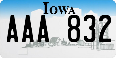 IA license plate AAA832