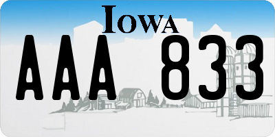 IA license plate AAA833