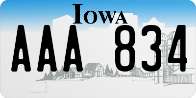 IA license plate AAA834