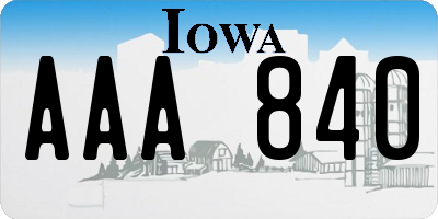 IA license plate AAA840