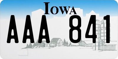 IA license plate AAA841