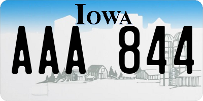 IA license plate AAA844