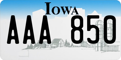 IA license plate AAA850