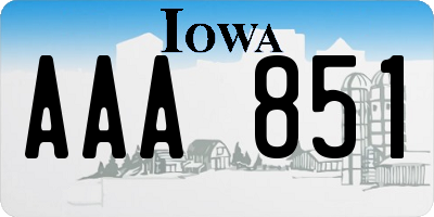 IA license plate AAA851