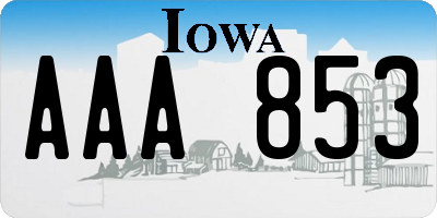 IA license plate AAA853