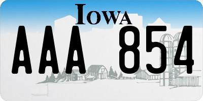 IA license plate AAA854