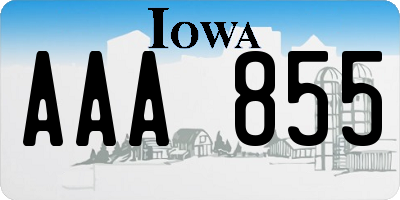 IA license plate AAA855