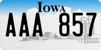 IA license plate AAA857